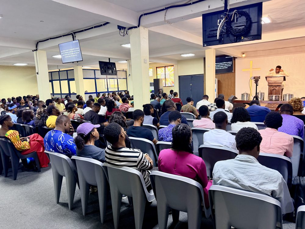 Congregation gathered for Sunday service